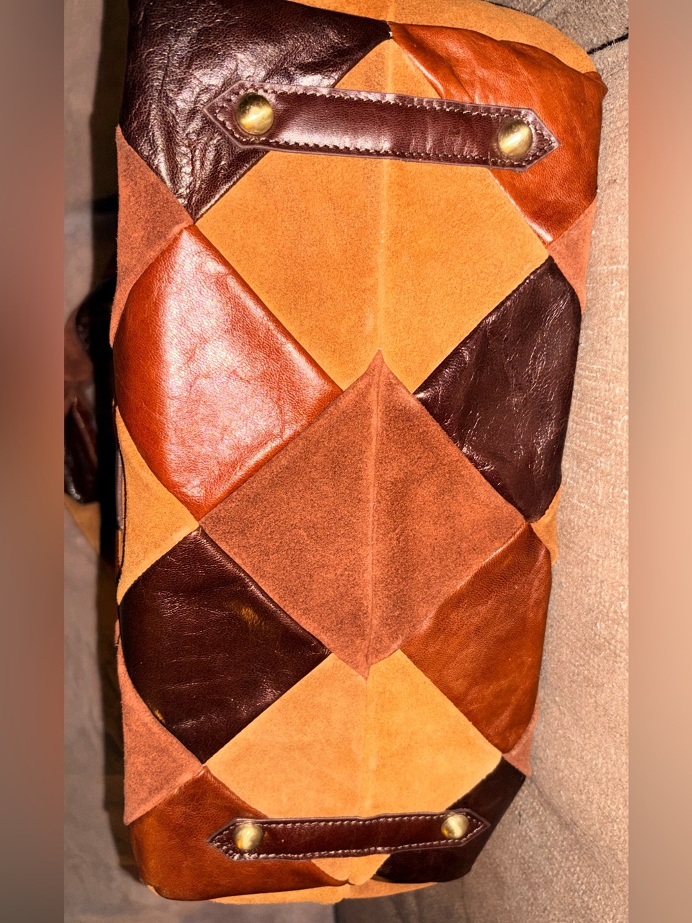 Lodis Patchwork Leather & Suede Shoulder Bag in Brown & Tan - Picture 11 of 14